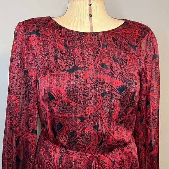 NWT Tommy Hilfiger Red & Black Ruffle Front Dress - Size 2 - Picture 3 of 16